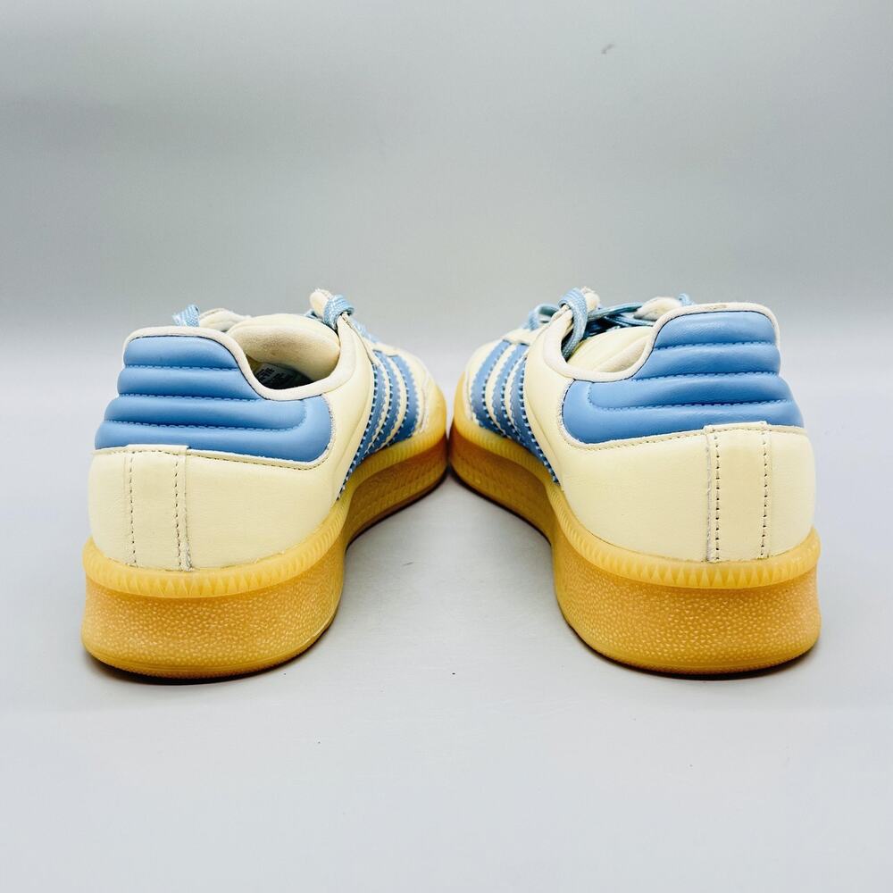 Adidas Originals Shoes Mens 8 White Blue Leather Samba Gum Sole Soccer Sneakers - Picture 6 of 11